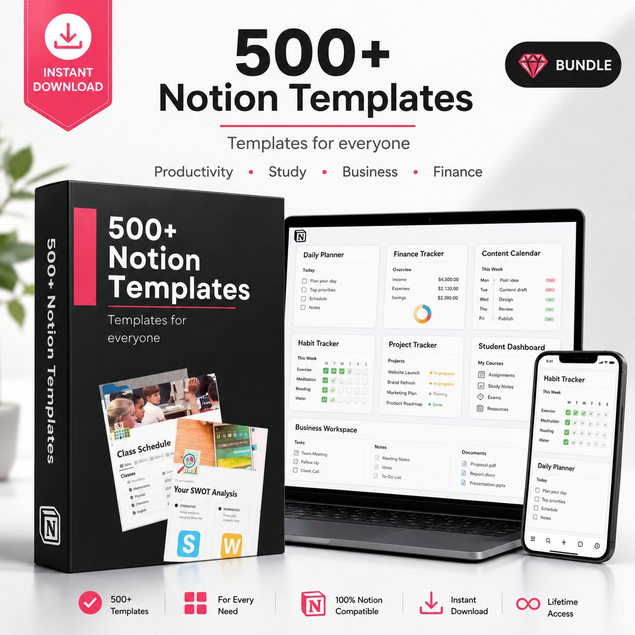 500+ Template Notion – Bundle Completo per Produttività, Studio, Business e Finanza