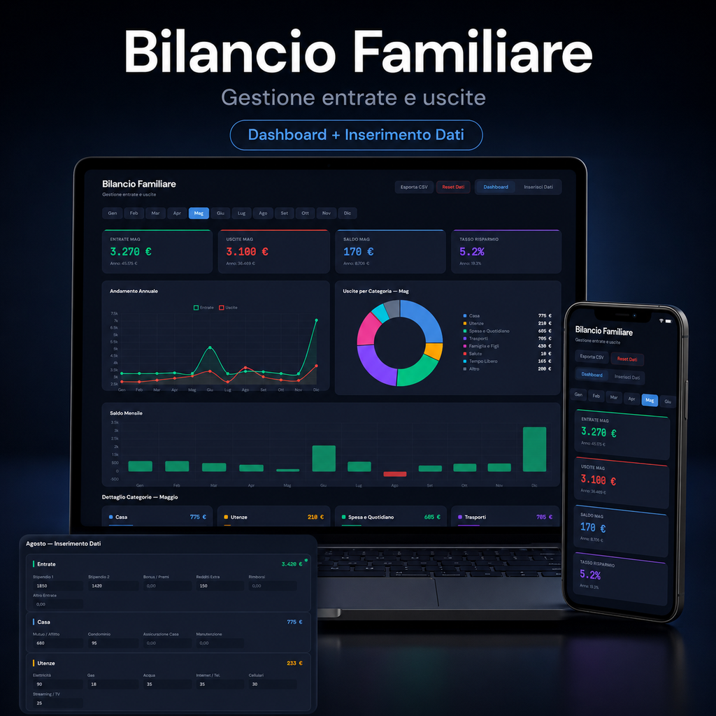 Bilancio Familiare Pro – Dashboard Gestione Finanze Personali